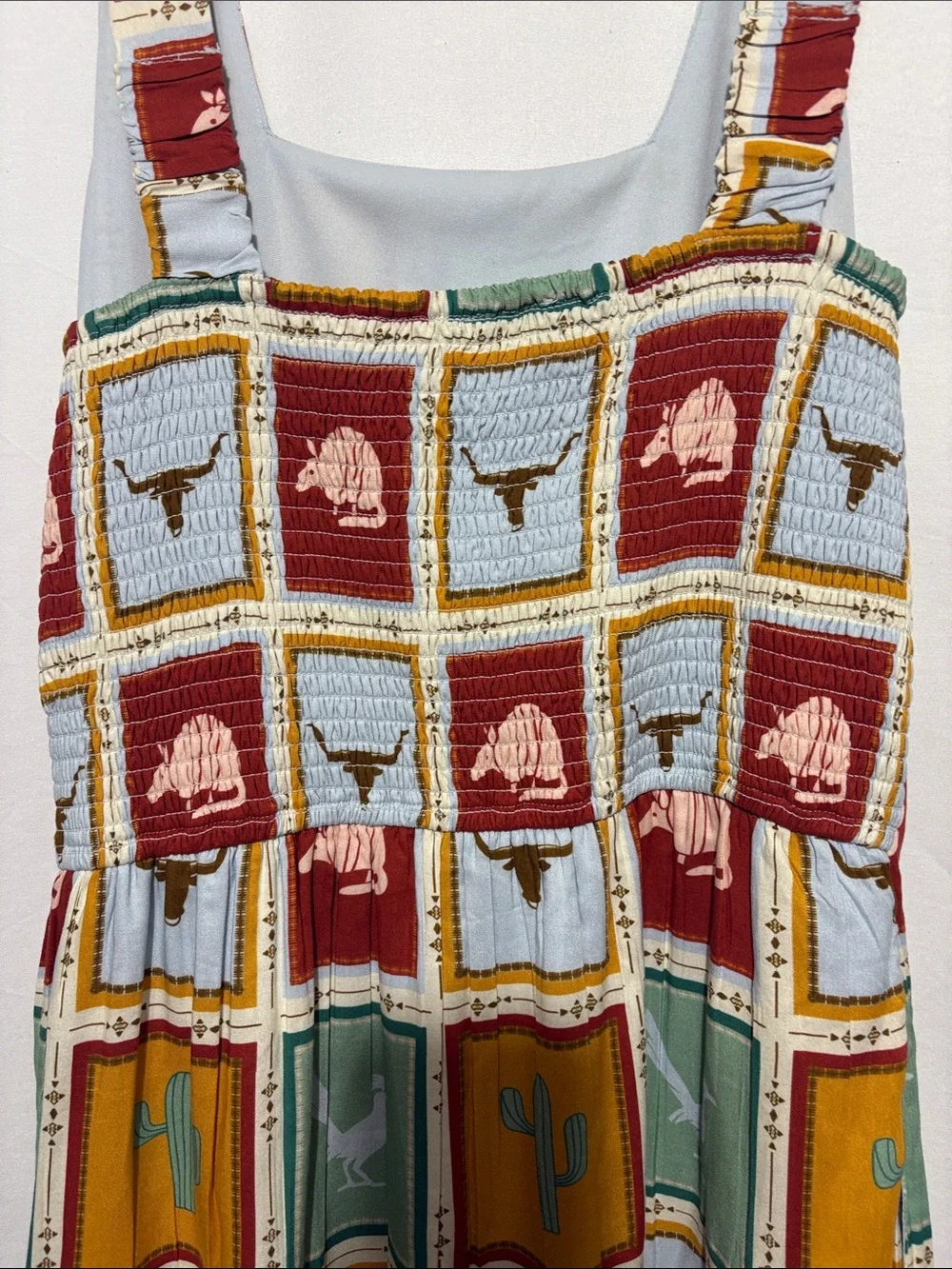 Western Patchwork Midi Dress in Multicolor
